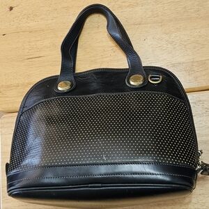 Dooney & Bourke Black Leather Handbag with Gold Details
